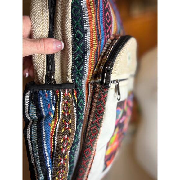 handmade multi-colored Himalayan hemp backpack eco - friendly main image 5